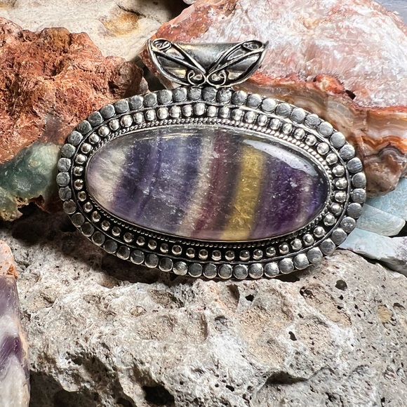 Hand Crafted Jewelry - Large purple Fluorite pendant (A-1)